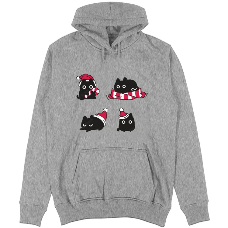 felpa (unisex) -con cappuccio- "christmas cat"