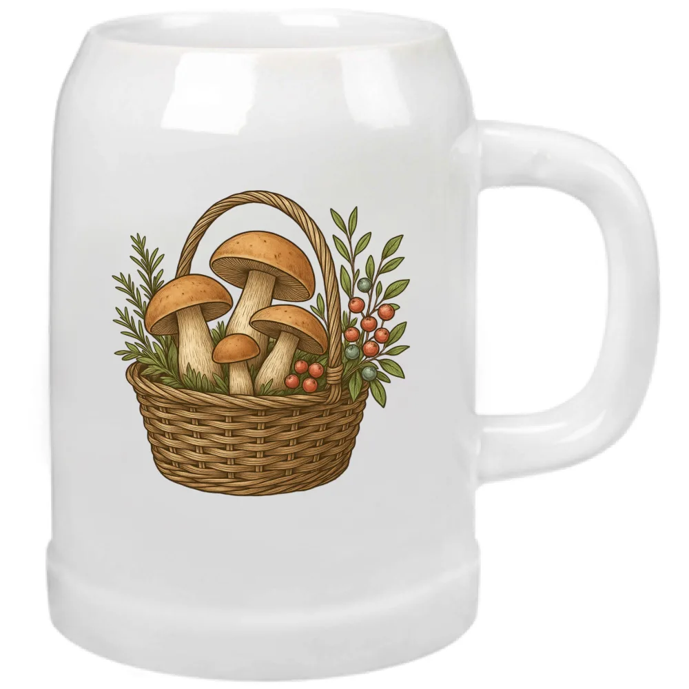 BOCCALE BIANCO - CESTO DI FUNGHI